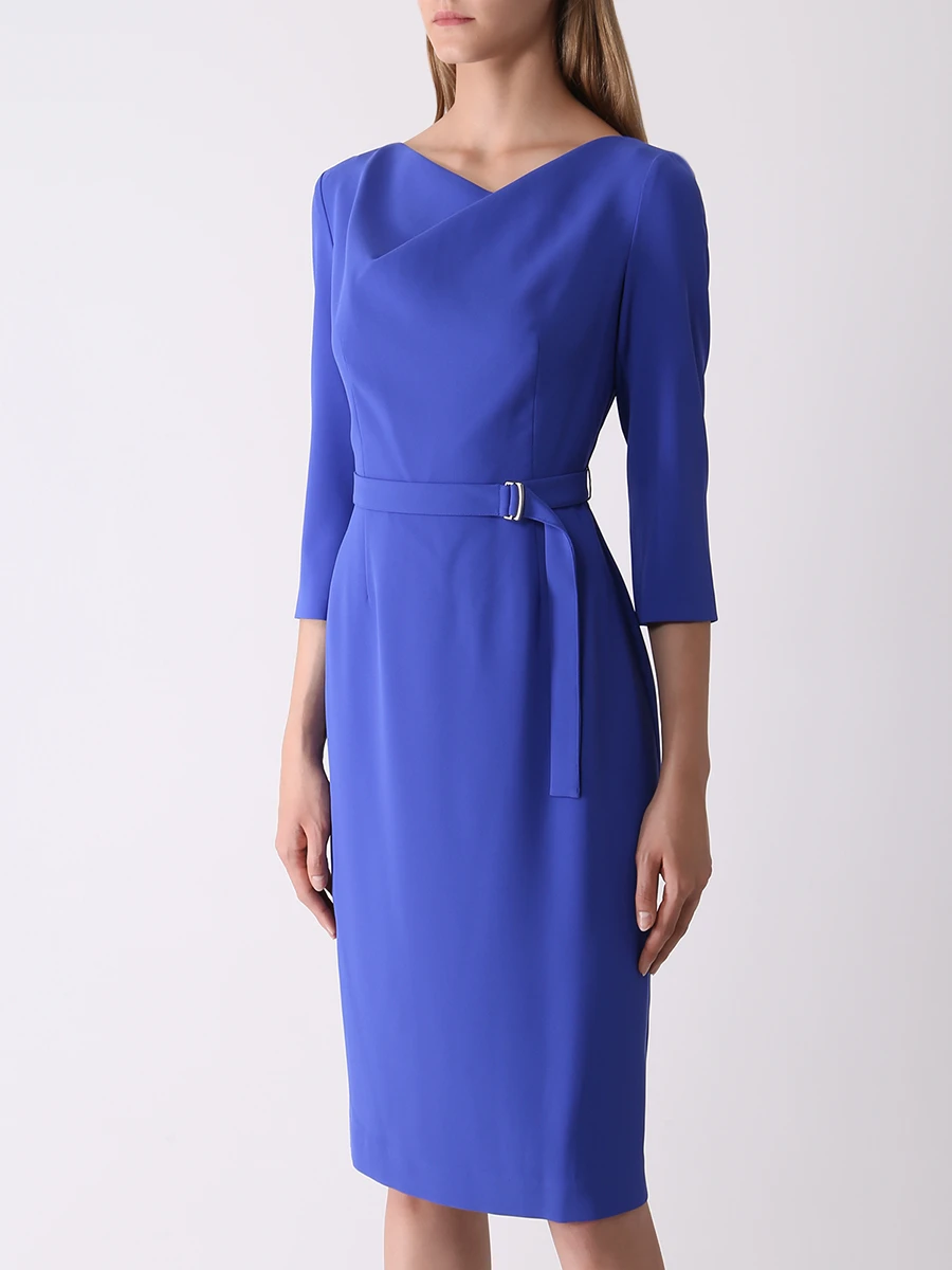 Платье-футляр с поясом VASSA&CO V229246N-1181 C644, размер 40, цвет синий - фото 4