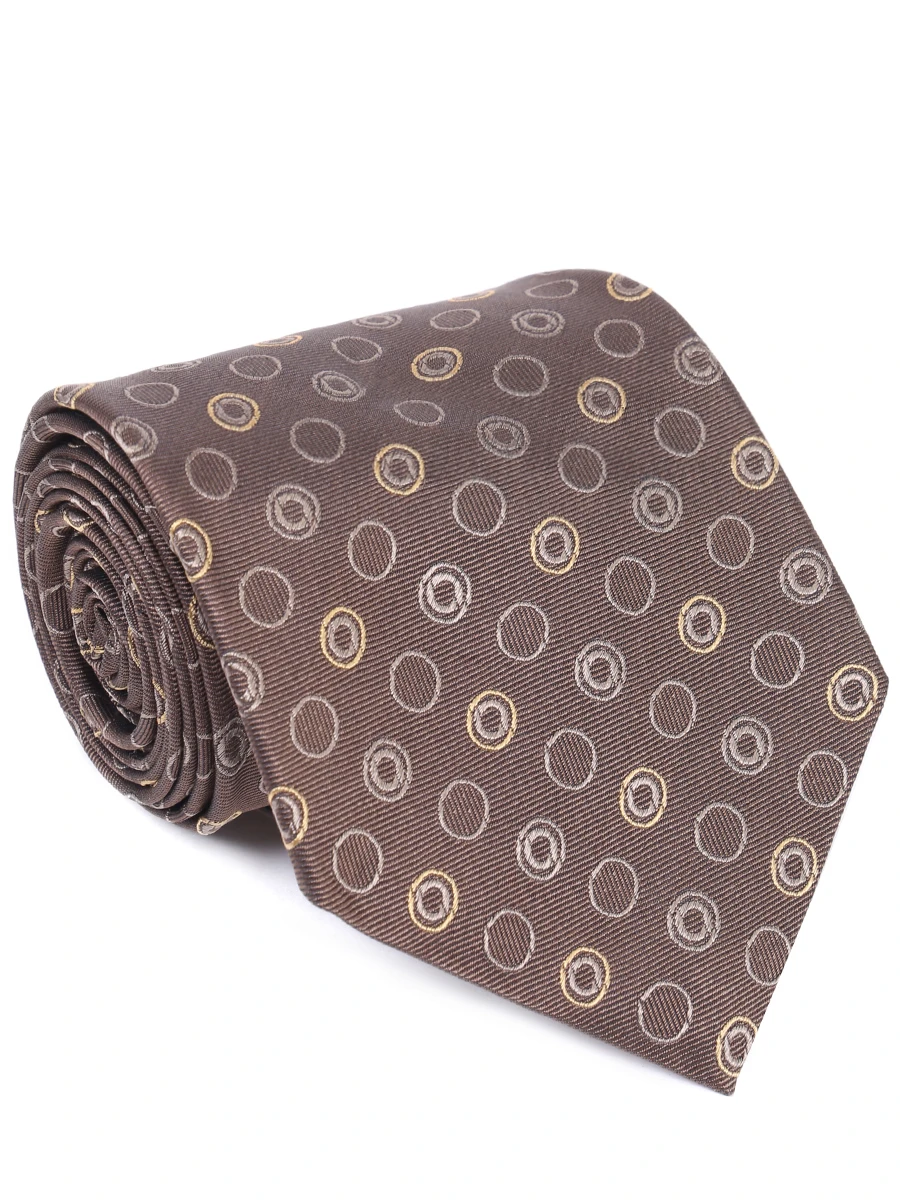 

Галстук шелковый с принтом, Коричневый, CRVARIE-001 CRAVATTA