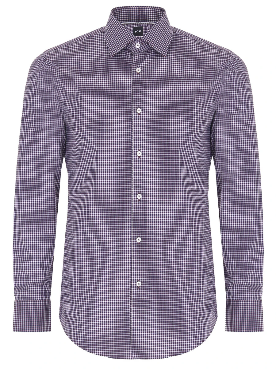 

Рубашка Slim Fit хлопковая в клетку, Бордовый, 50478642/604