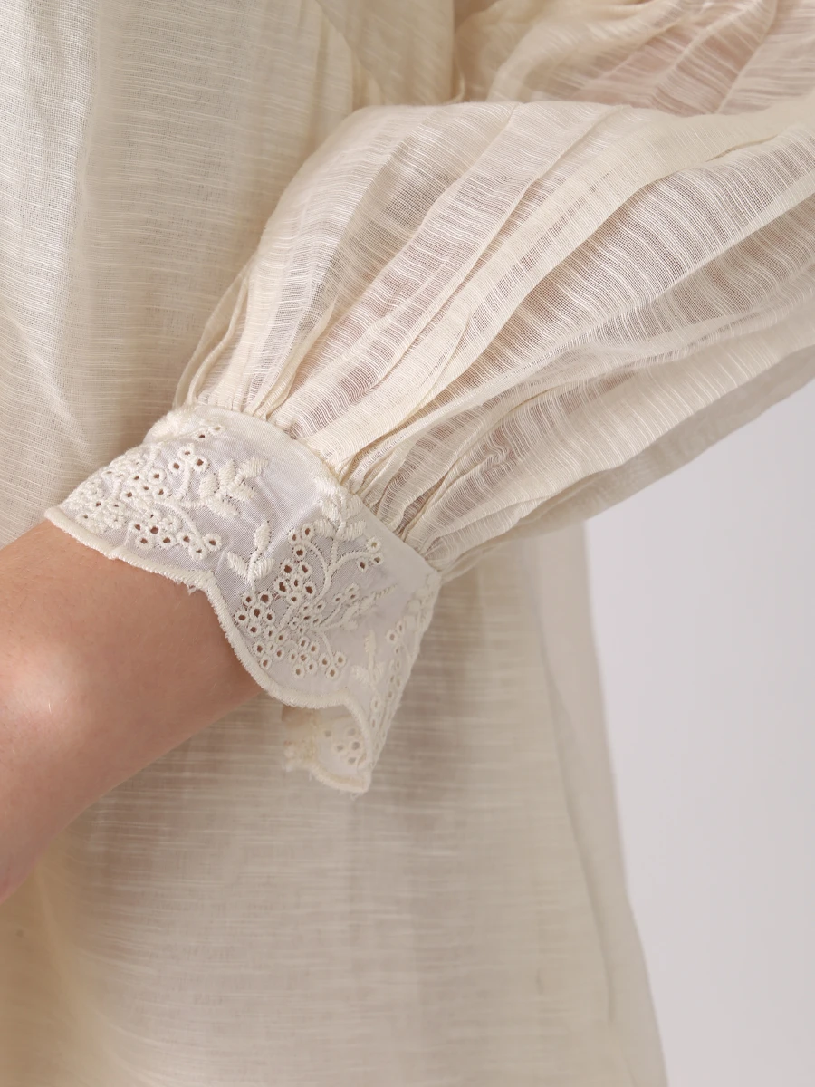 

Платье хлопковое с вышивкой, Кремовый, S22P83NATY