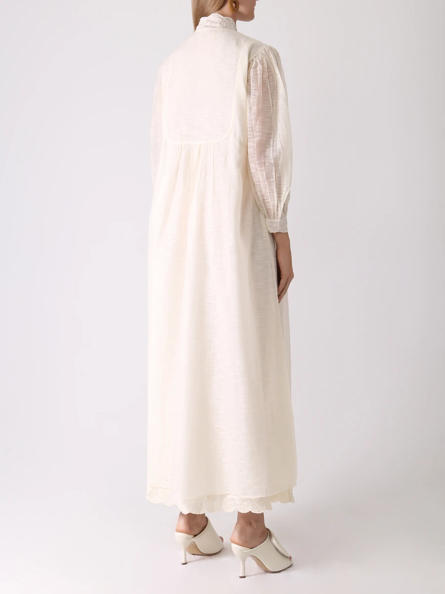 Платье хлопковое с вышивкой ANITA DONGRE S22P83NATY Кремовый  Фото 3