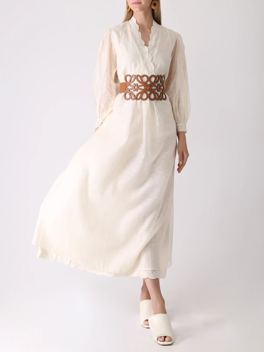Платье хлопковое с вышивкой ANITA DONGRE S22P83NATY Кремовый  Фото 2