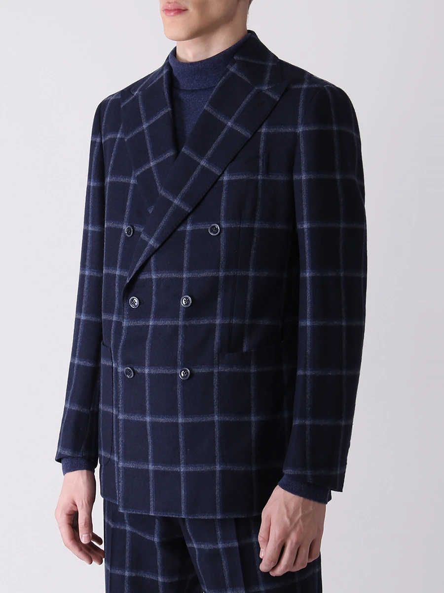 Костюм шерстяной в клетку STILE LATINO AULEO659 AW222X13 B30 Синий  Фото 4