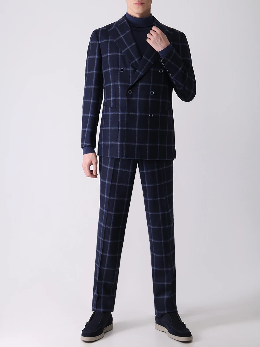 Костюм шерстяной в клетку STILE LATINO AULEO659 AW222X13 B30 Синий  Фото 2