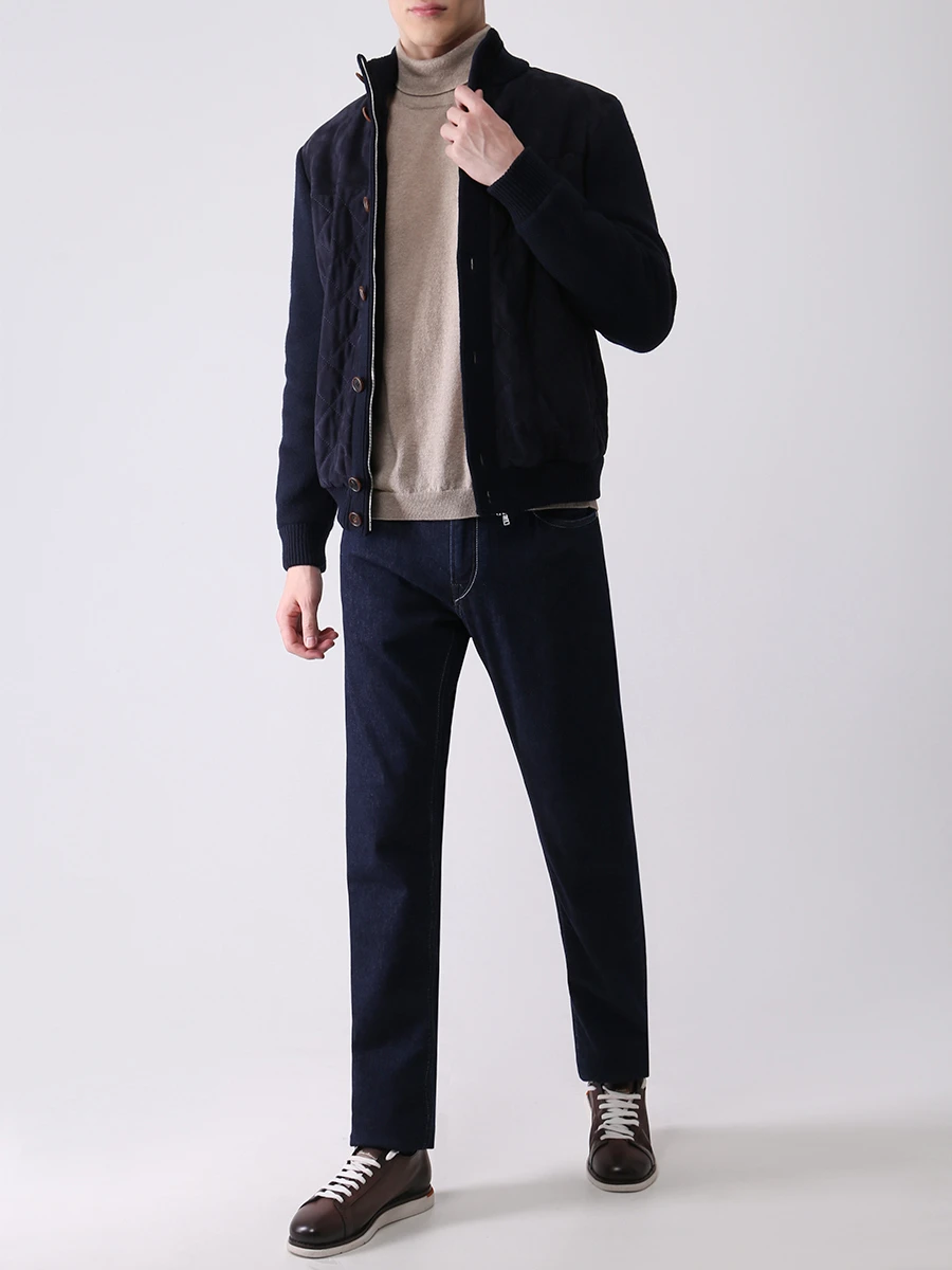 Бомбер комбинированный FIORONI CASHMERE MTP21001E2 0003 TP9.6 Синий  Фото 2