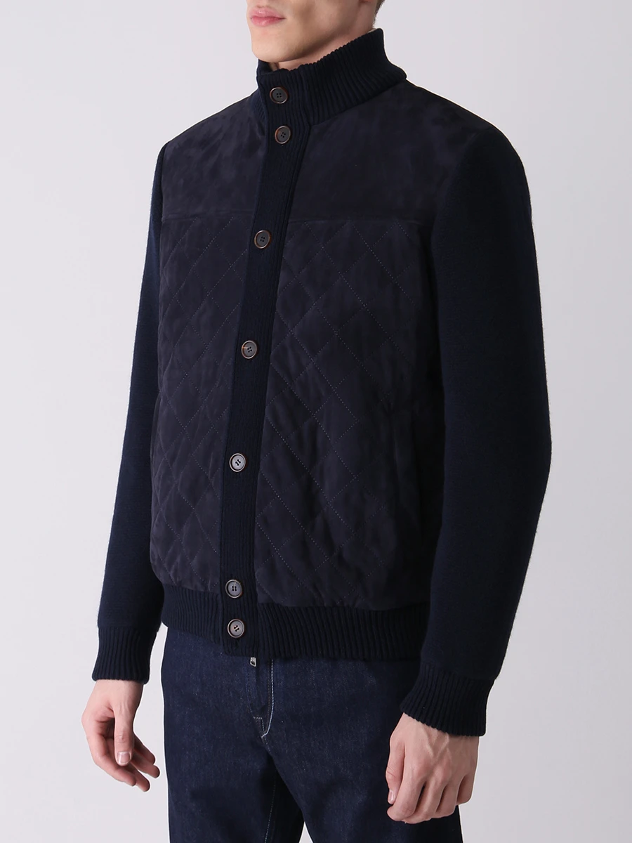 Бомбер комбинированный FIORONI CASHMERE MTP21001E2 0003 TP9.6 Синий  Фото 4