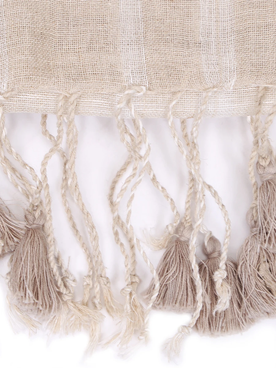 Платок льняной в клетку LINEN AND LINENS 90160651B/2 Бежевый  Фото 3