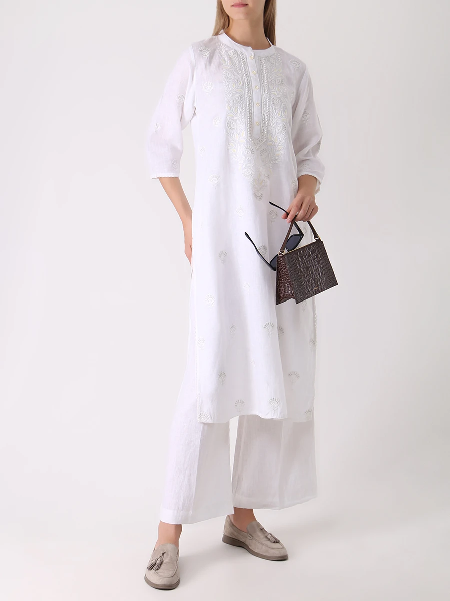 Платье льняное LINEN AND LINENS 222672/3 Белый  Фото 2