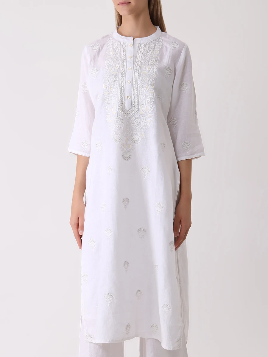 Платье льняное LINEN AND LINENS 222672/3 Белый  Фото 4