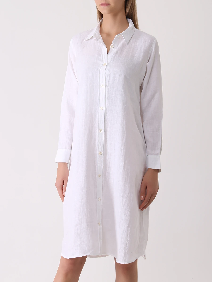 Платье-рубашка льняное LINEN AND LINENS 222785/3 Белый  Фото 4