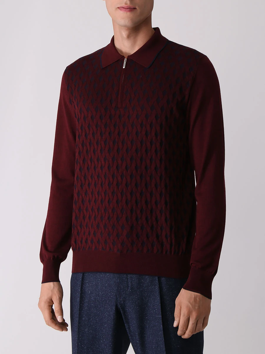 Поло шерстяное BERTOLO LUXURY MENSWEAR 902066/001839 0557 Бордовый  Фото 4