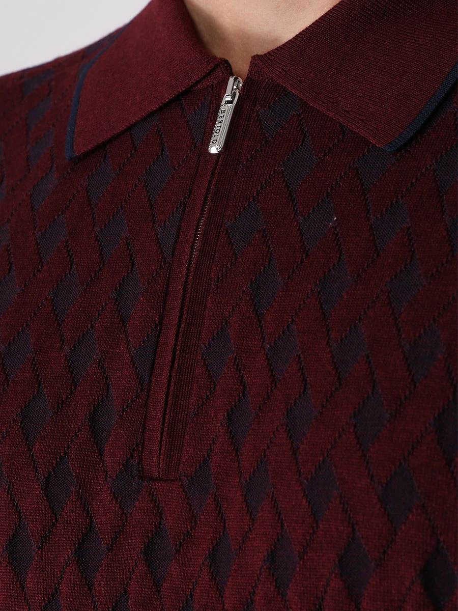 Поло шерстяное BERTOLO LUXURY MENSWEAR 902066/001839 0557 Бордовый  Фото 5