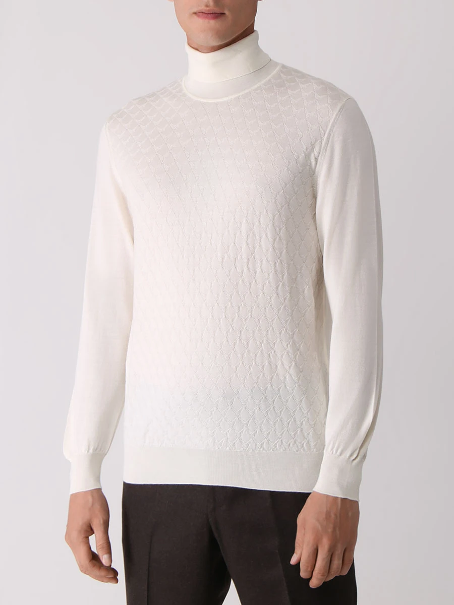 Водолазка шерстяная BERTOLO LUXURY MENSWEAR 902231/002284 0042 Кремовый  Фото 4