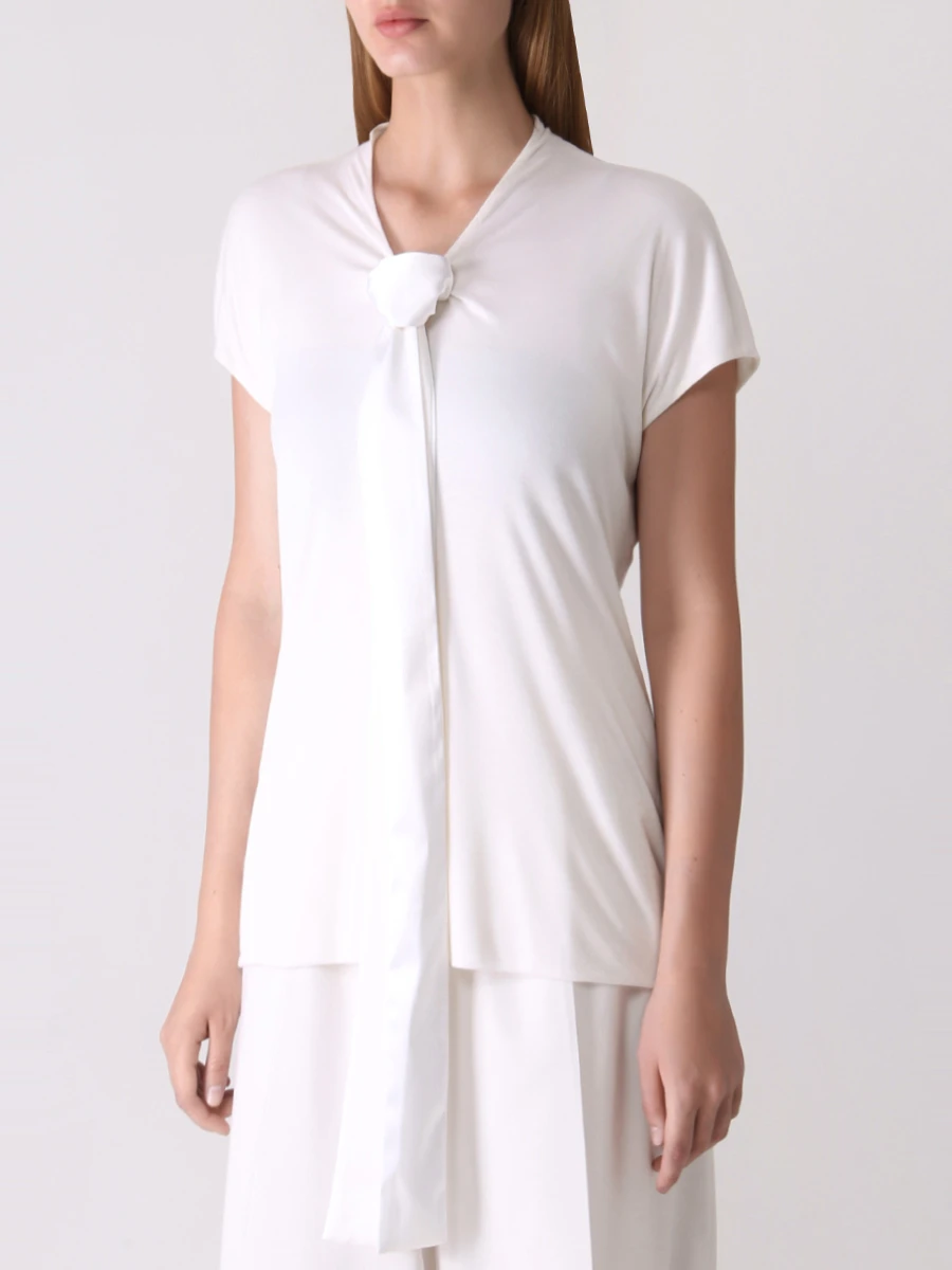 Блуза из модала GIORGIO ARMANI 6LAM73 AJLZZ U0BN, размер 44, цвет белый - фото 4