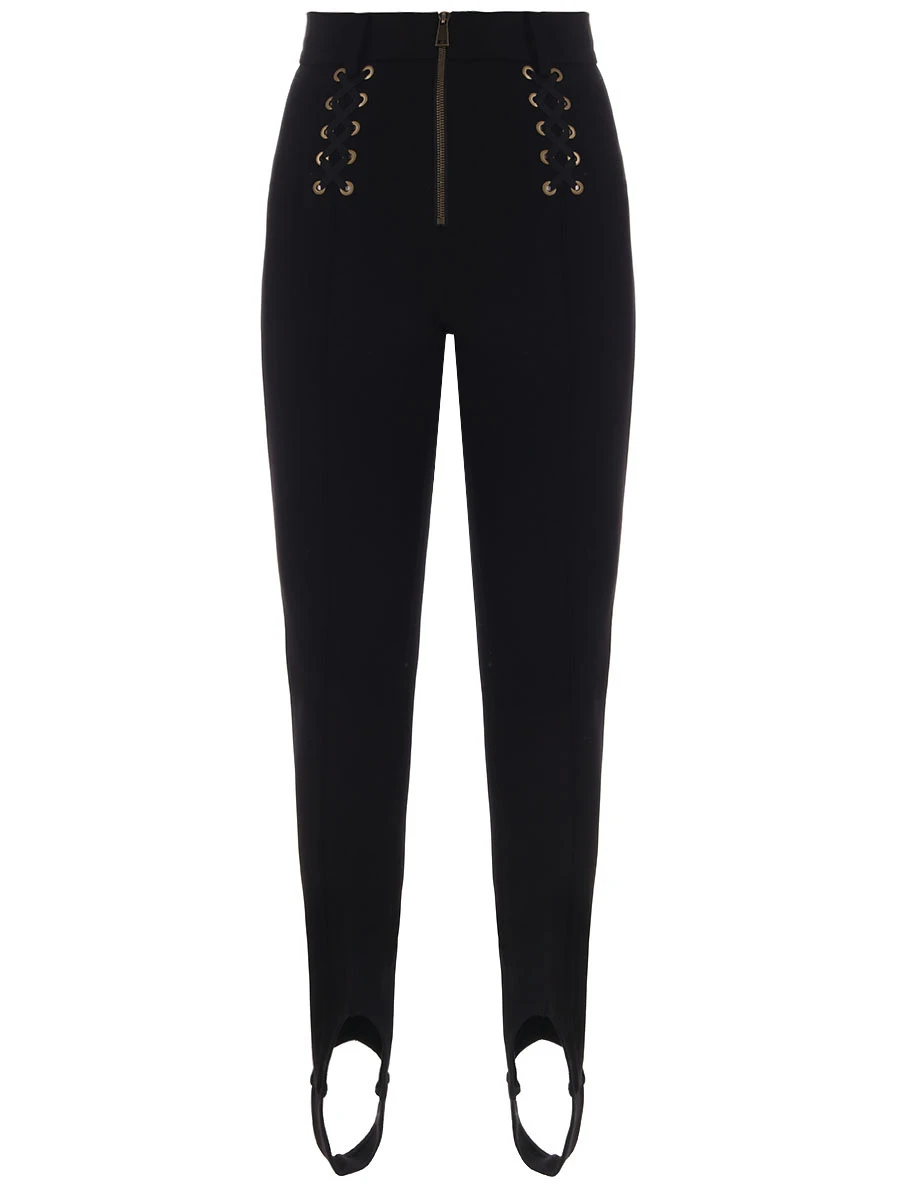 

Брюки из вискозы со штрипками, Черный, FW23-2030-1