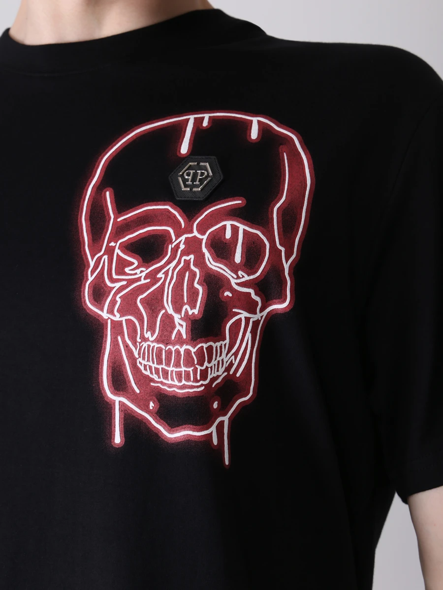 Футболка хлопковая PHILIPP PLEIN MTK5827/0213 Черный  Фото 5