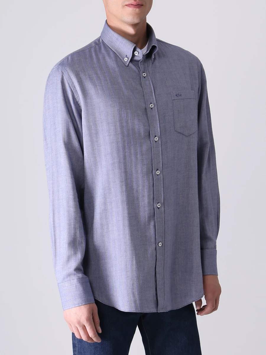 Рубашка Regular Fit из хлопка и кашемира PAUL & SHARK 12313069/050, размер 54, цвет серый 12313069/050 - фото 4