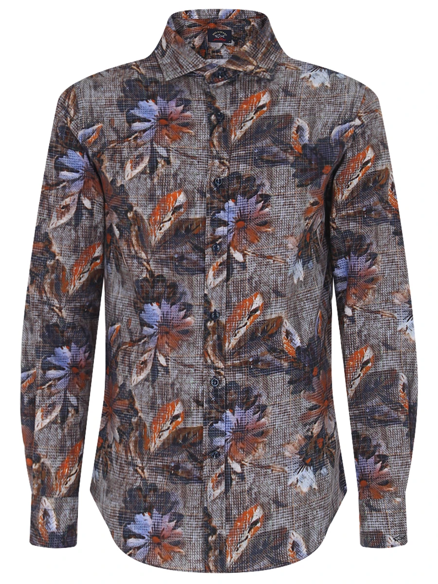 Рубашка Regular Fit хлопковая PAUL & SHARK 12313086J/101, размер 56, цвет цветочный принт 12313086J/101 - фото 1
