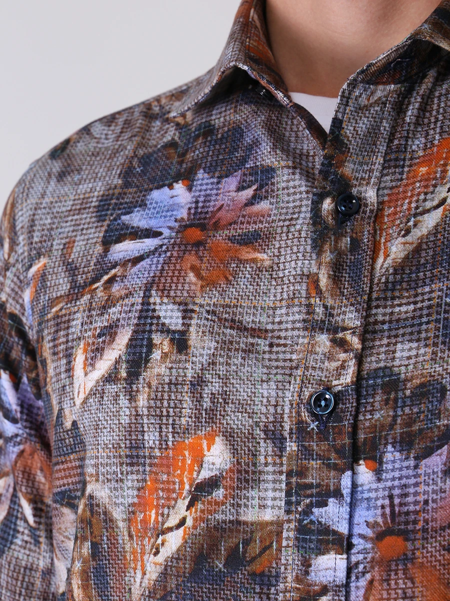 Рубашка Regular Fit хлопковая PAUL & SHARK 12313086J/101, размер 56, цвет цветочный принт 12313086J/101 - фото 5