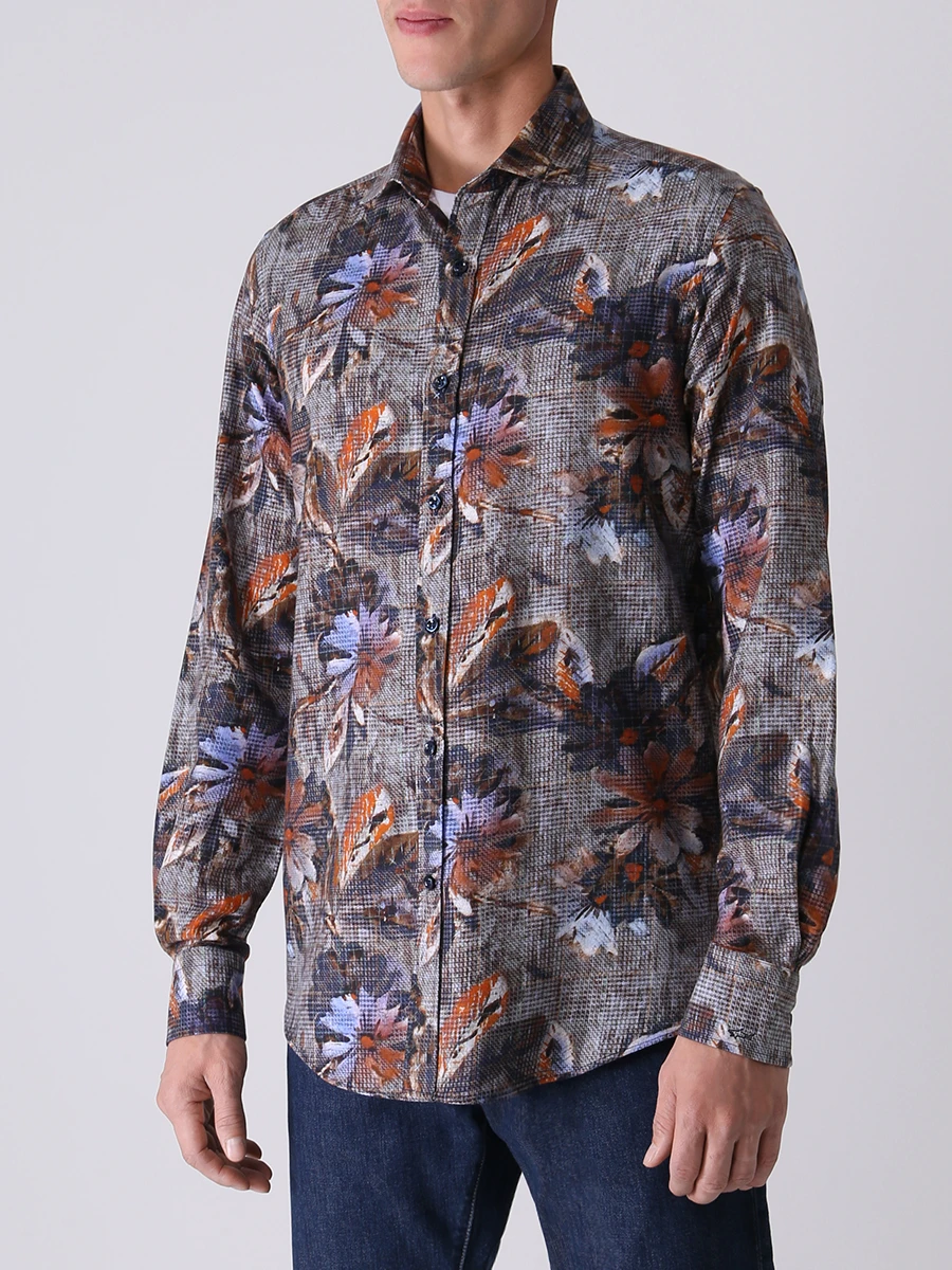 Рубашка Regular Fit хлопковая PAUL & SHARK 12313086J/101, размер 56, цвет цветочный принт 12313086J/101 - фото 4