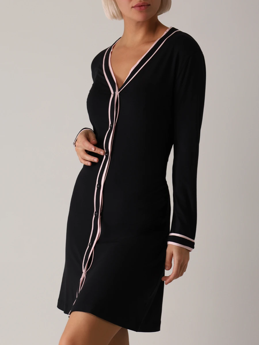Платье из модала GIANANTONIO A.PALADINI W2EJC02/S/955 пуговицы, размер 46, цвет черный W2EJC02/S/955 пуговицы - фото 2