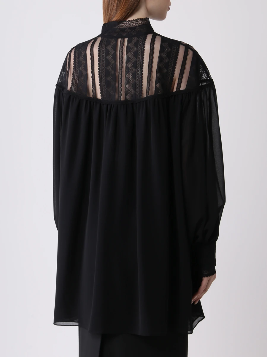 Блуза с кружевом SHATU SH1223_238 двойная,декор по кокетке, размер 44, цвет черный - фото 3