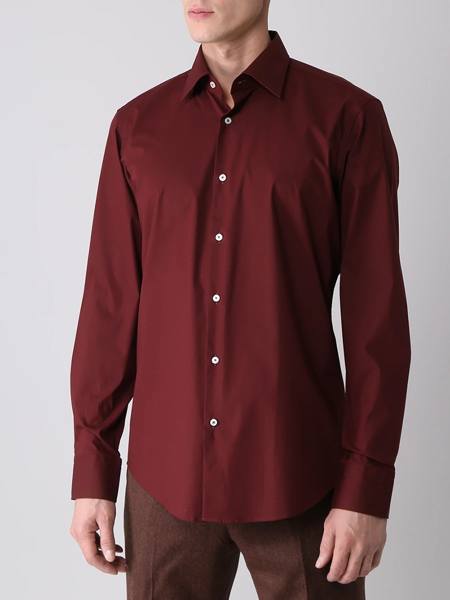 Рубашка Regular Fit хлопковая BOSS 50479577/604, размер 48, цвет бордовый 50479577/604 - фото 4