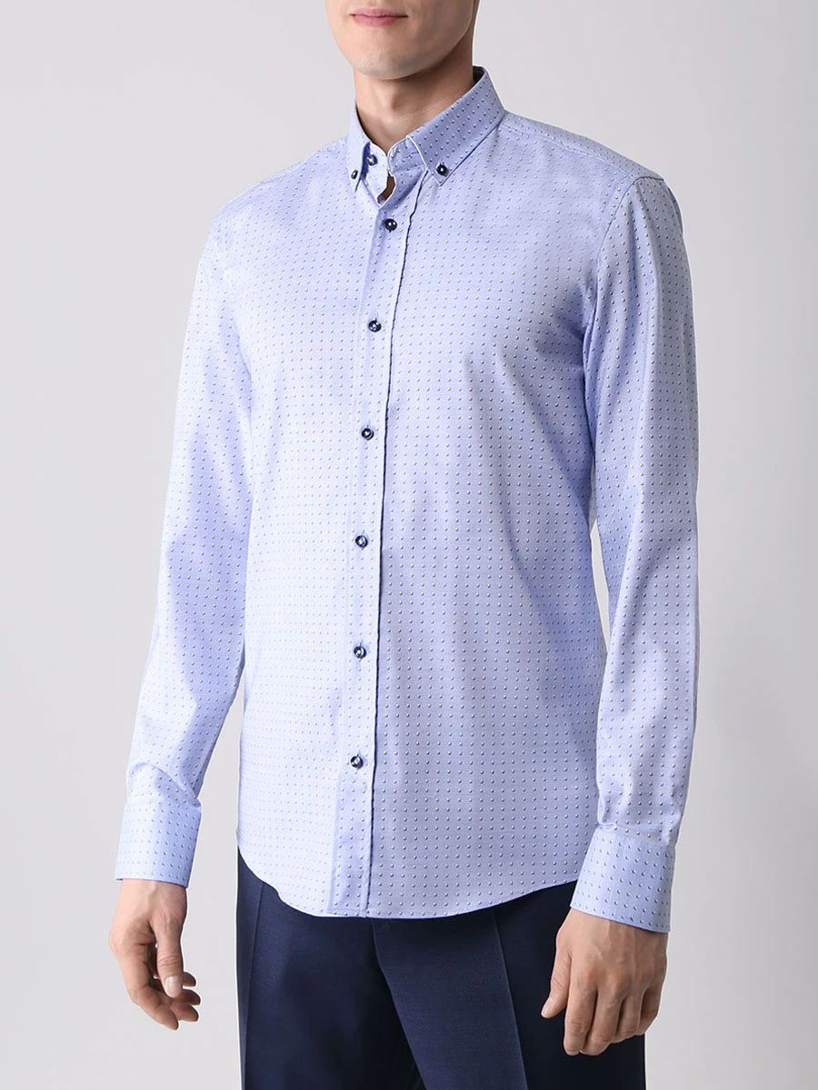 Рубашка Slim Fit хлопковая BOSS 50478648/450, размер 48, цвет голубой 50478648/450 - фото 4