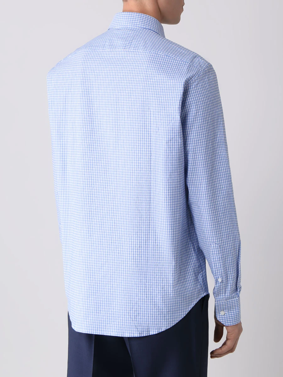 Рубашка Regular Fit хлопковая в клетку BOSS 50478803/450, размер 52, цвет голубой 50478803/450 - фото 3