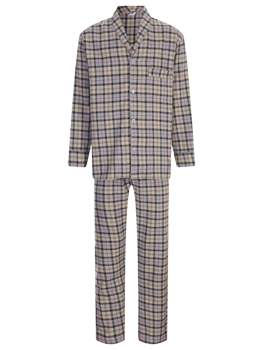 Пижама из хлопка и шерсти ZIMMERLI 4600-75014/143, размер 48, цвет бежевый 4600-75014/143 - фото 1