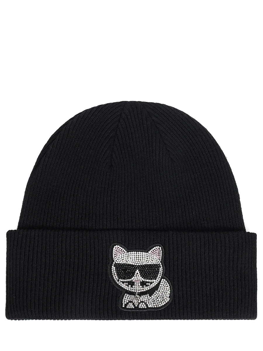 

Шапка K/Ikonik Choupette, Черный, 216W3401 Кошка, стразы