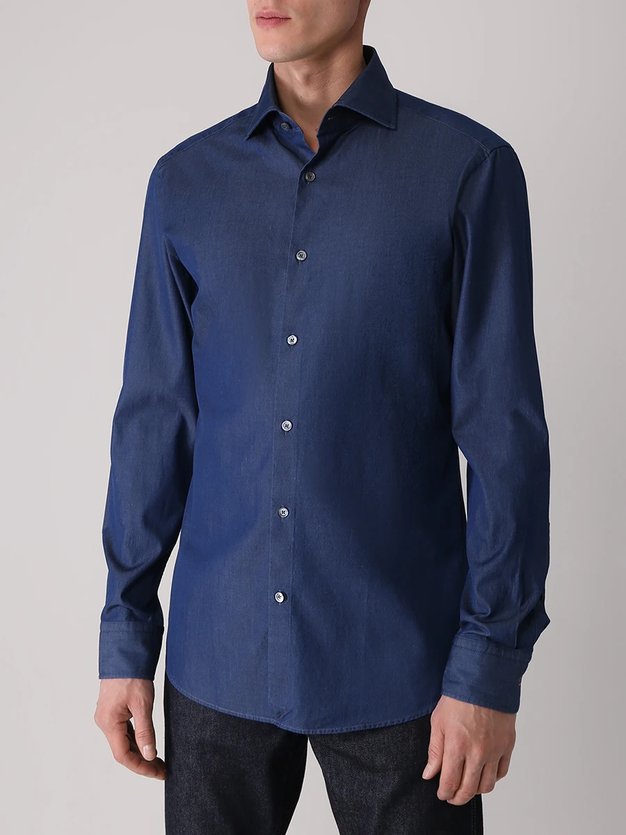 Рубашка Slim Fit хлопковая BOSS 50479234/461, размер 50, цвет синий 50479234/461 - фото 4