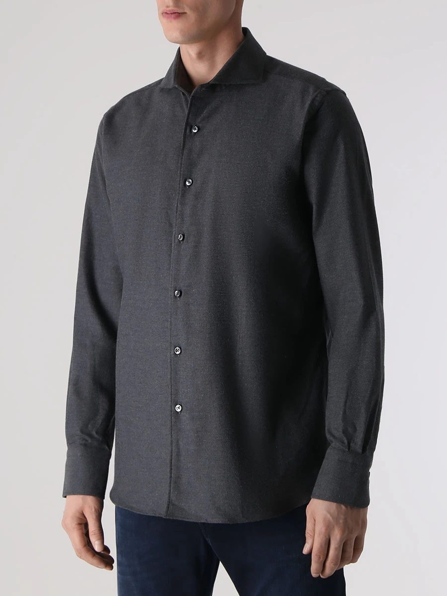 Рубашка Regular Fit хлопковая CANALI GX02359/112/77C5 Темнл- Серый  Фото 4