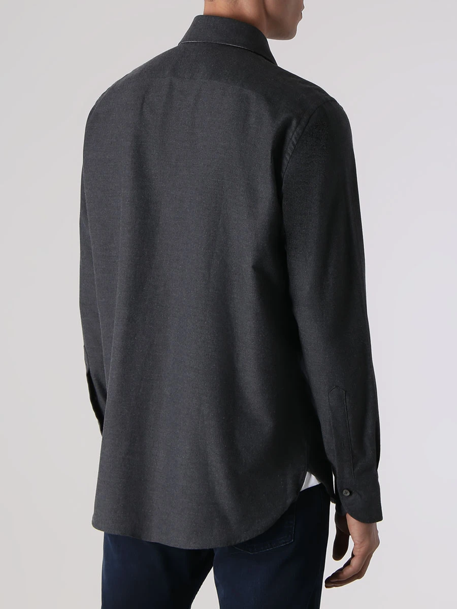 Рубашка Regular Fit хлопковая CANALI GX02359/112/77C5 Темнл- Серый  Фото 3