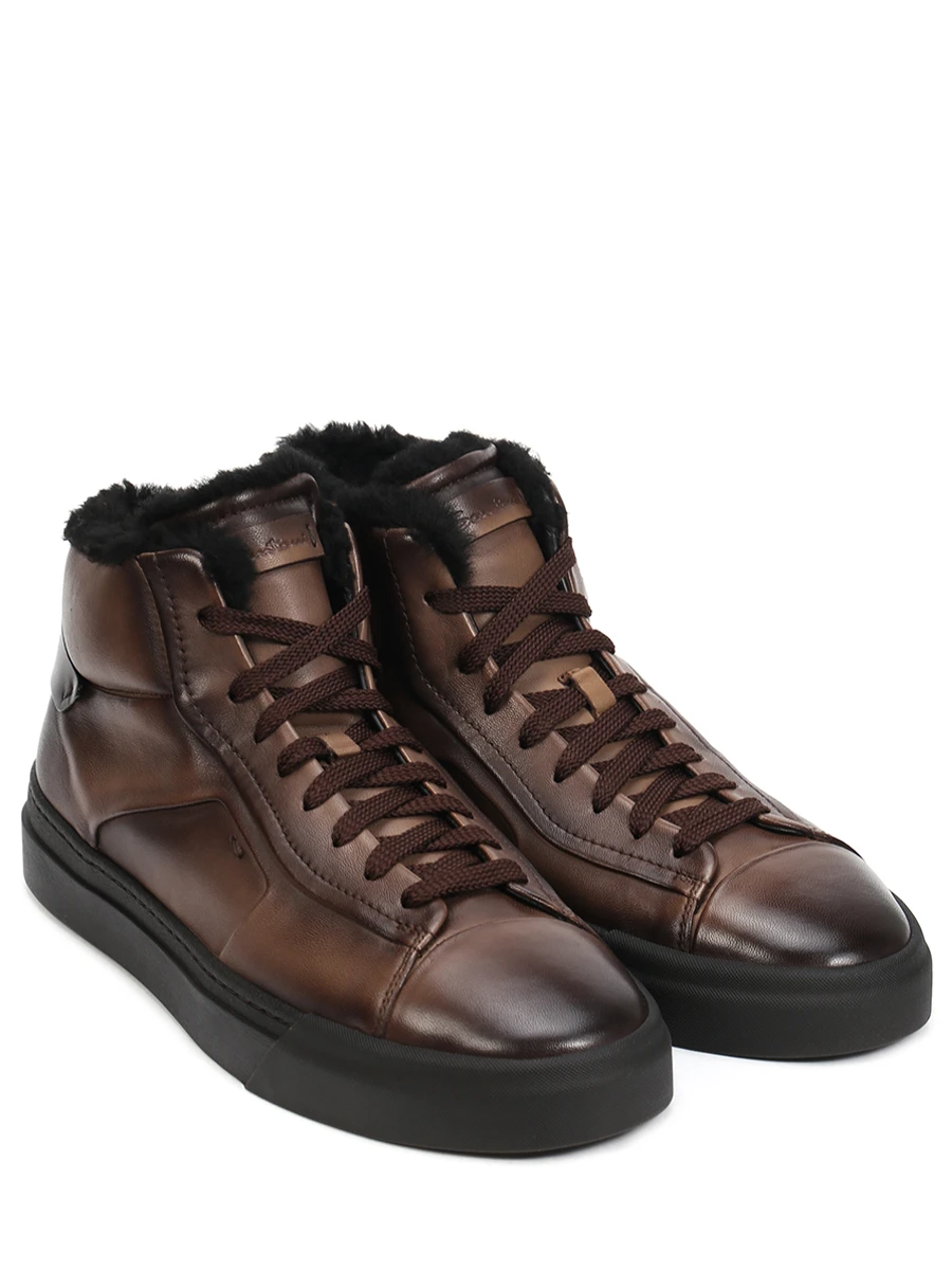 Кеды кожаные на меху SANTONI MBGT21558SMOPGONT50 Коричневый  Фото 2
