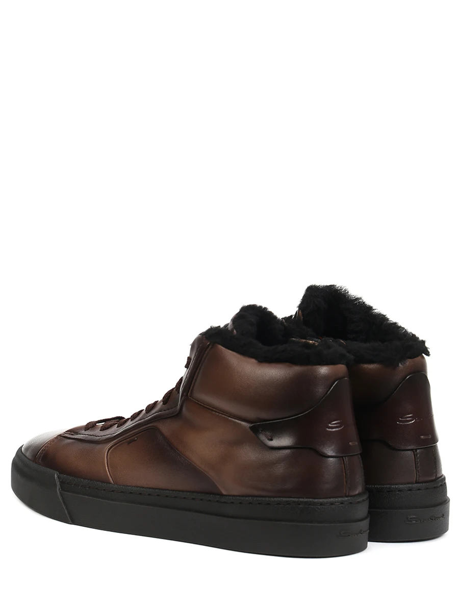 Кеды кожаные на меху SANTONI MBGT21558SMOPGONT50 Коричневый  Фото 4