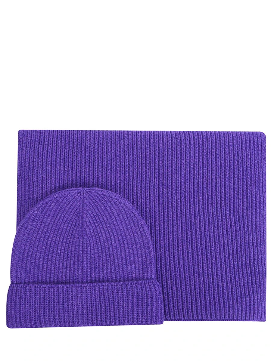 Комплект шапка и шарф шерстяной GRAN  SASSO 23231/12832/740, размер Один размер, цвет фиолетовый 23231/12832/740 - фото 1
