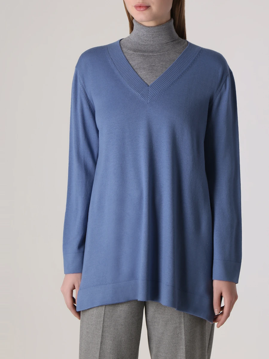 Пуловер шерстяной GRAN  SASSO 57273/14274/527, размер 50, цвет голубой 57273/14274/527 - фото 4