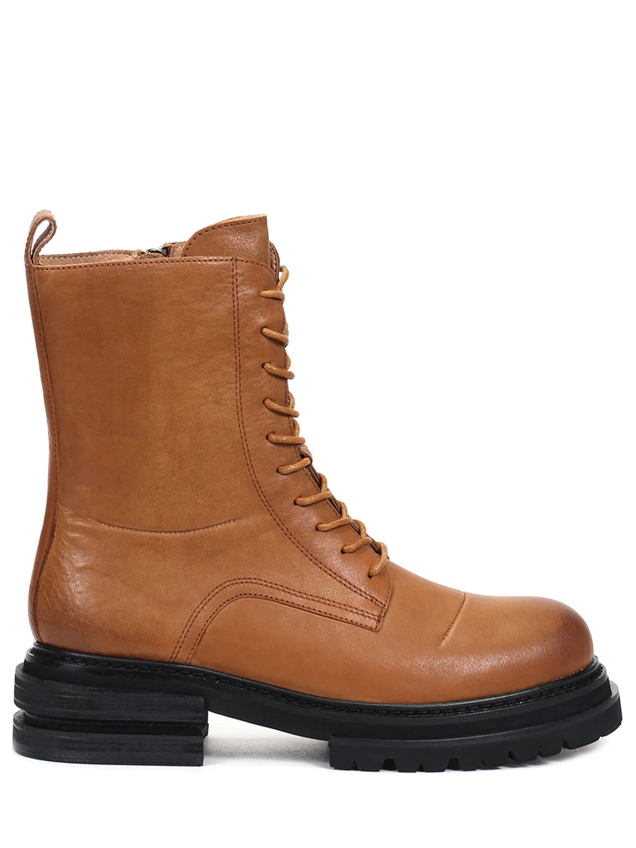 Ботинки кожаные, Leather combat boots, JULI TOO, Коричневый, 1189228  - купить