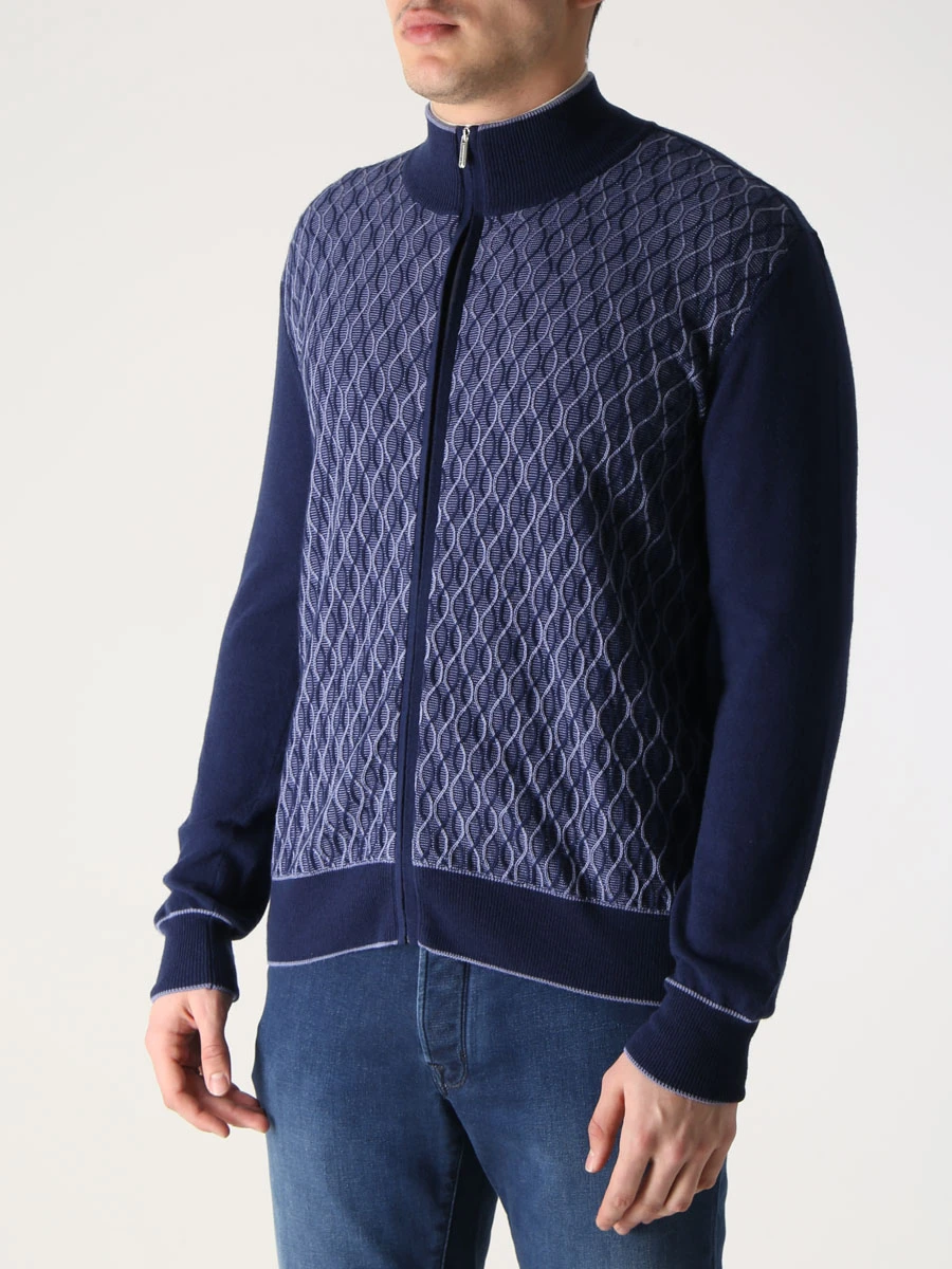 Кардиган шерстяной BERTOLO LUXURY MENSWEAR 200093/001929 0041 Синий  Фото 4
