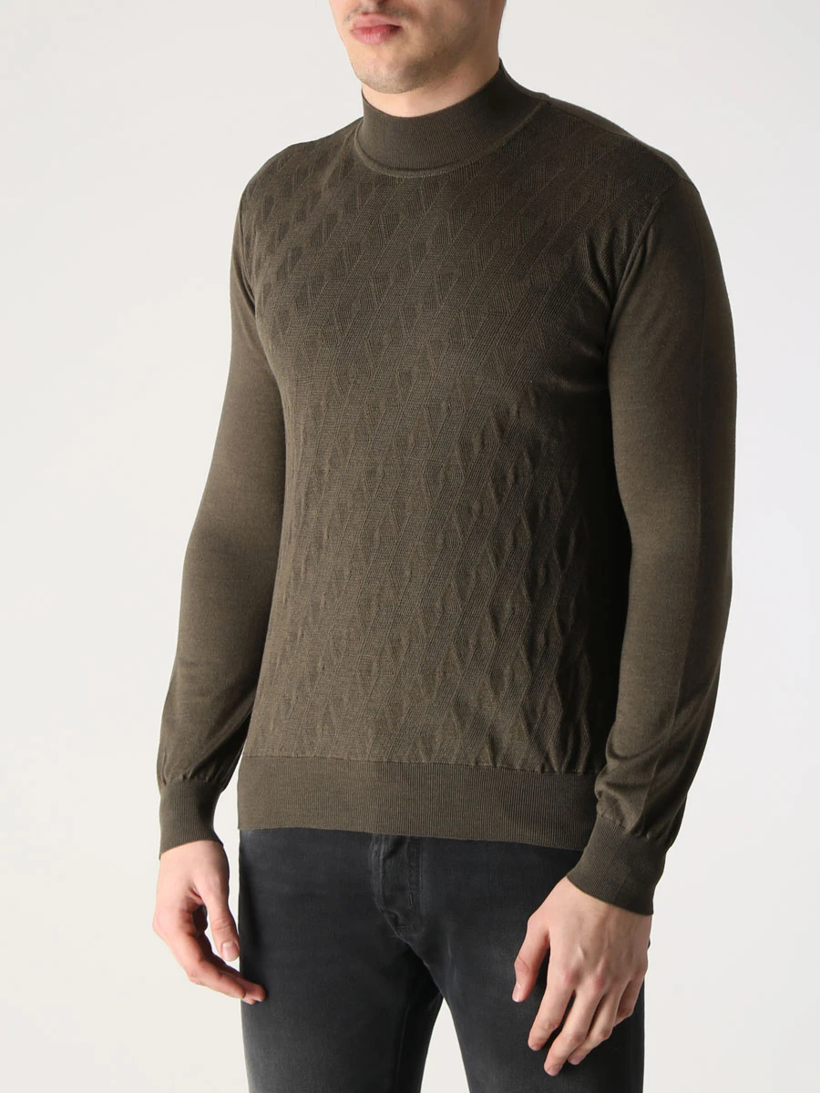 Водолазка шерстяная BERTOLO LUXURY MENSWEAR 902212/002060 0111 Хаки  Фото 4