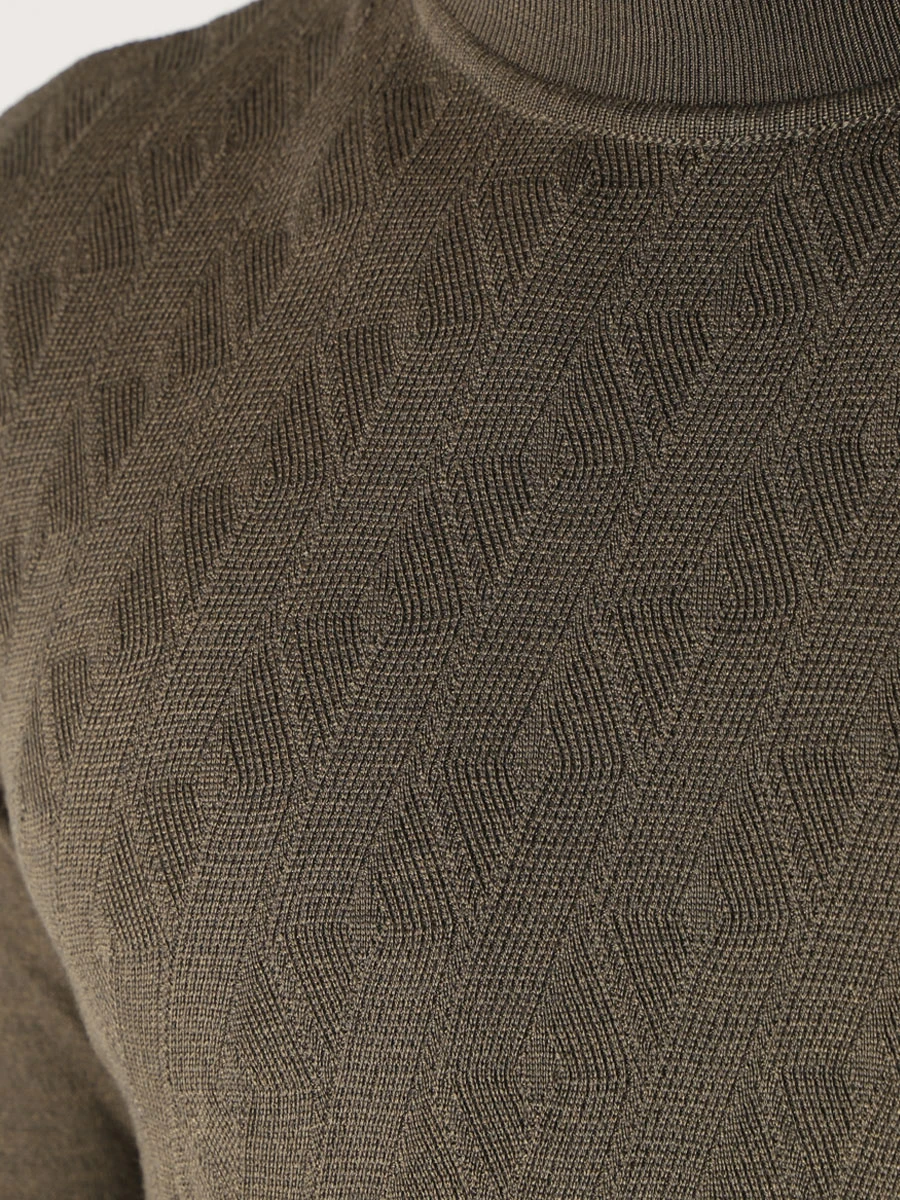 Водолазка шерстяная BERTOLO LUXURY MENSWEAR 902212/002060 0111 Хаки  Фото 5