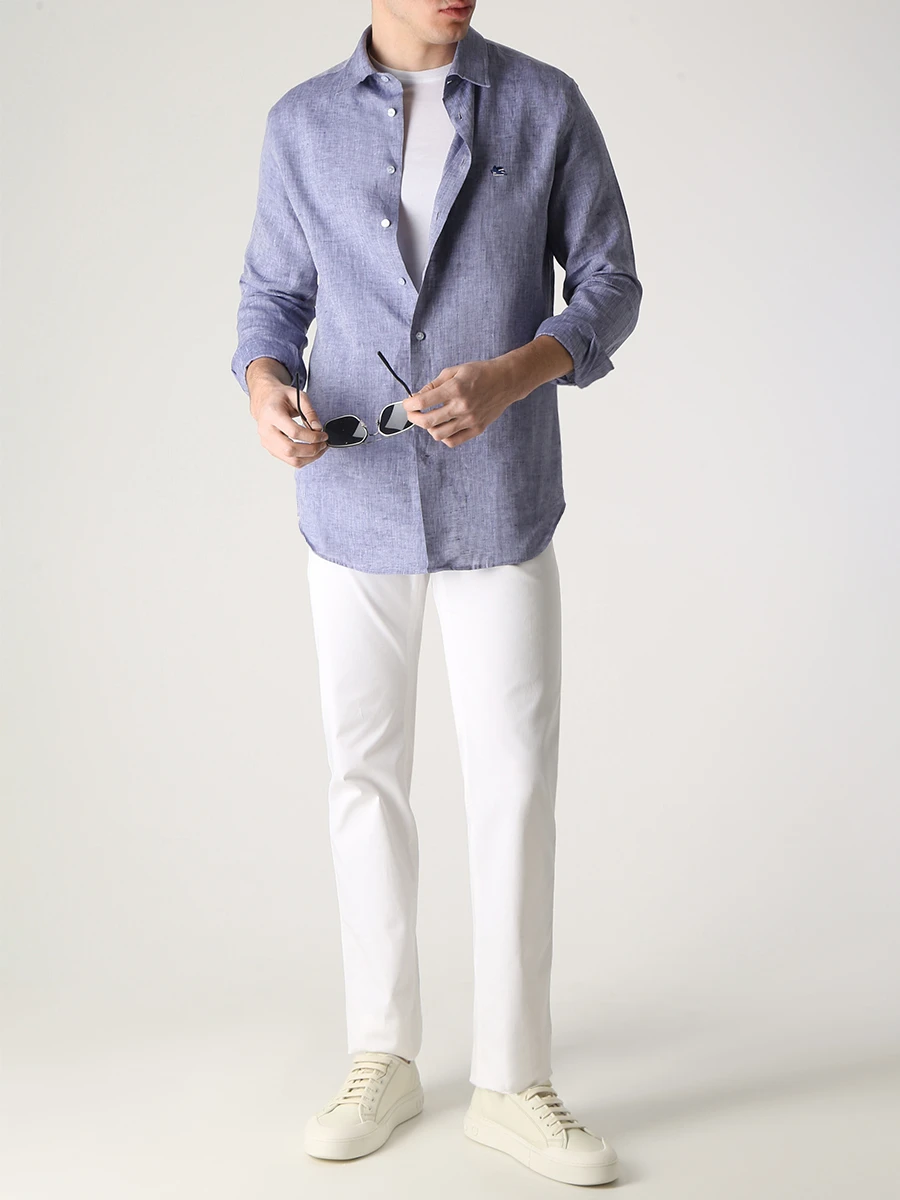 Рубашка Regular Fit льняная ETRO U1K526/6102/202 Светло- Синий  Фото 2