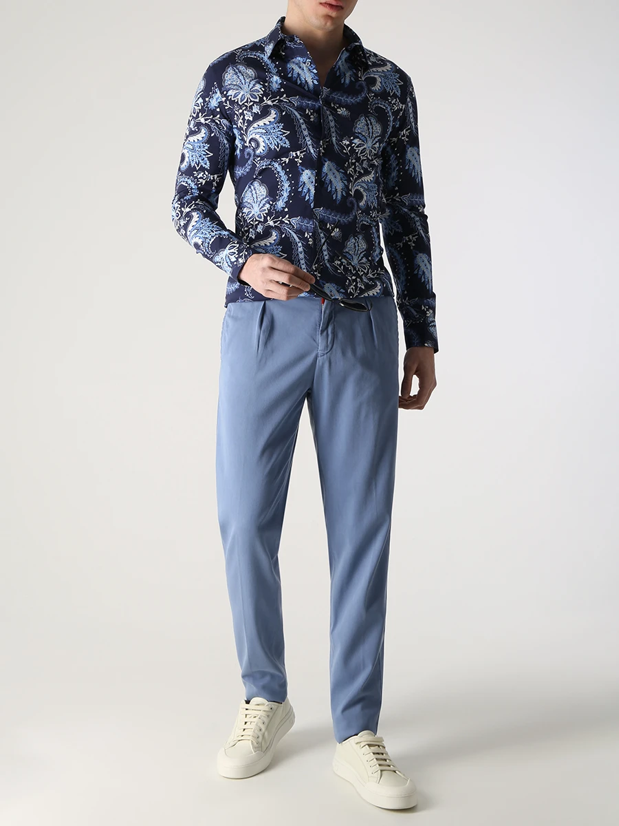 

Рубашка Slim Fit хлопковая, Синий, U11451/4721/200 Голубой принт, Темно-