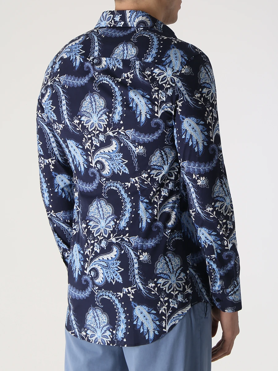 Рубашка Slim Fit хлопковая ETRO U11451/4721/200 Голубой принт, Темно- Синий  Фото 3