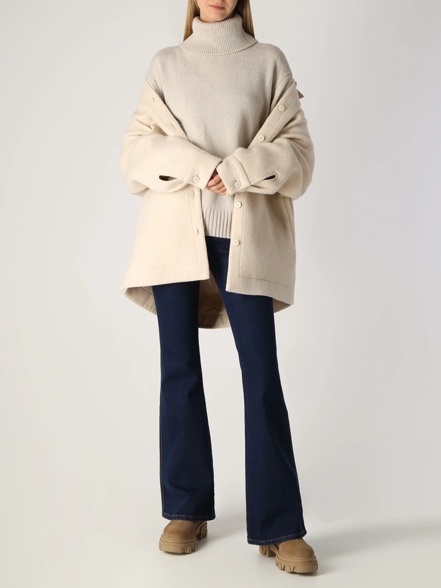 Свитер шерстяной JIL SANDER J40GP0055 J14526 280 Бежевый  Фото 2