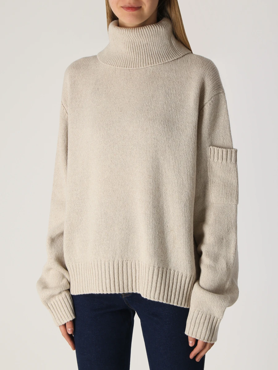 Свитер шерстяной JIL SANDER J40GP0055 J14526 280 Бежевый  Фото 4