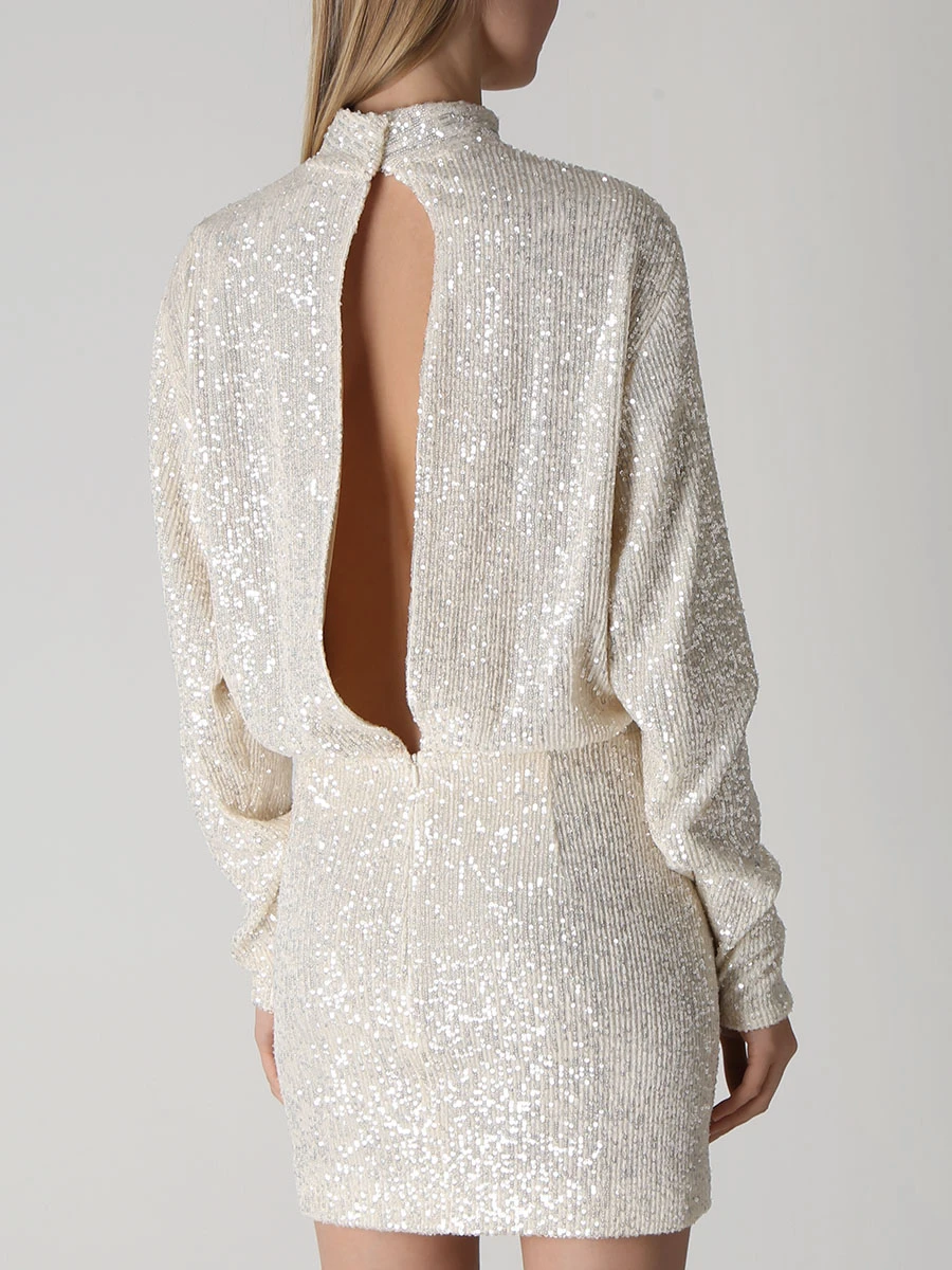 Платье с пайетками SASHAVERSE D029FW22 Кремовый  Фото 3