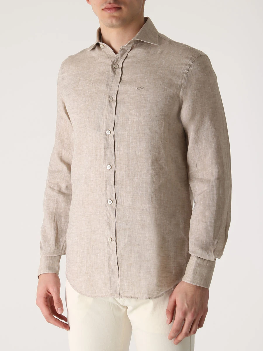 

Рубашка Regular Fit льняная, Бежевый, 23413166J/114