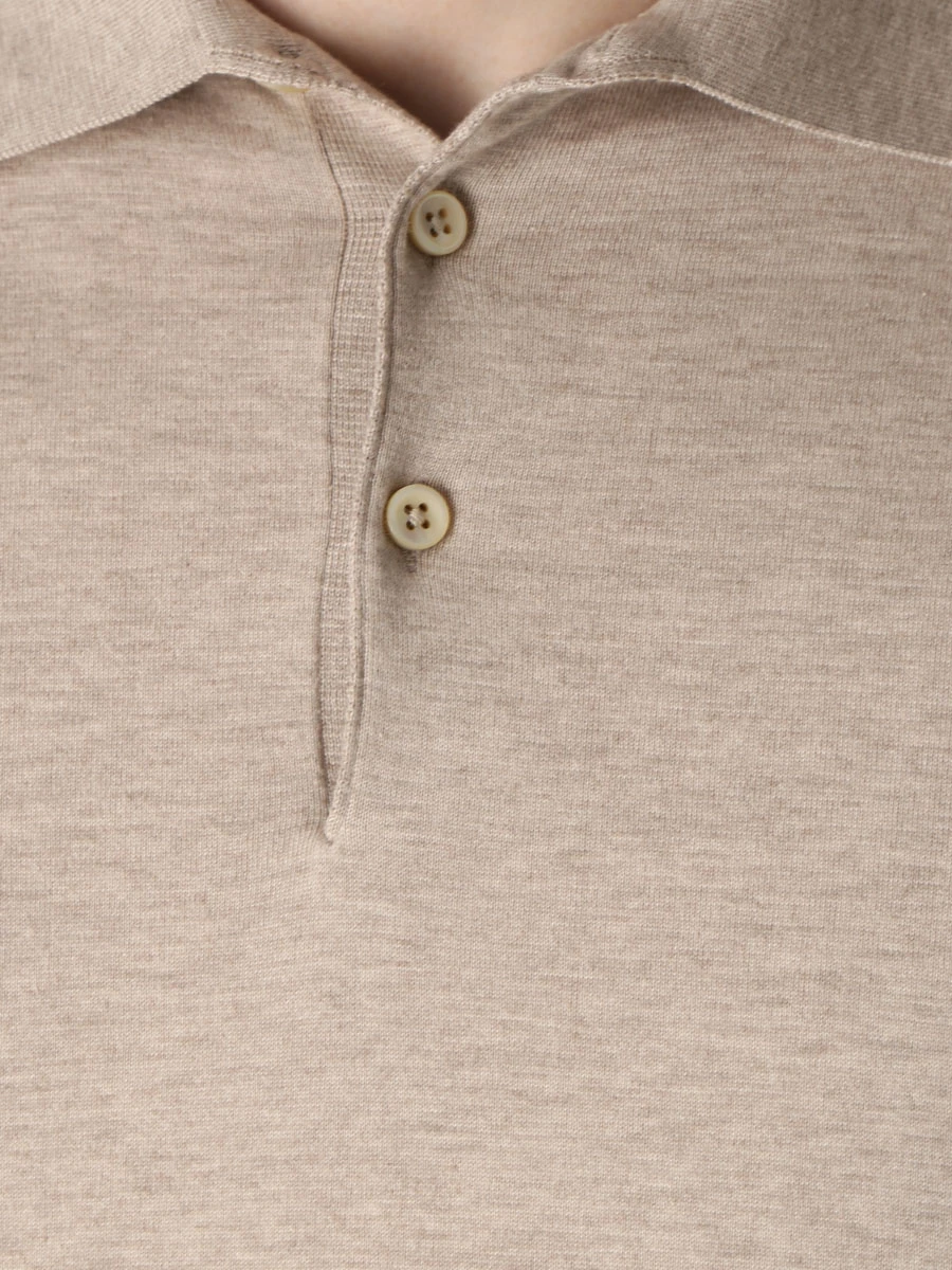 Поло из хлопка и кашемира FIORONI CASHMERE MK26609C1 0002 Бежевый  Фото 5